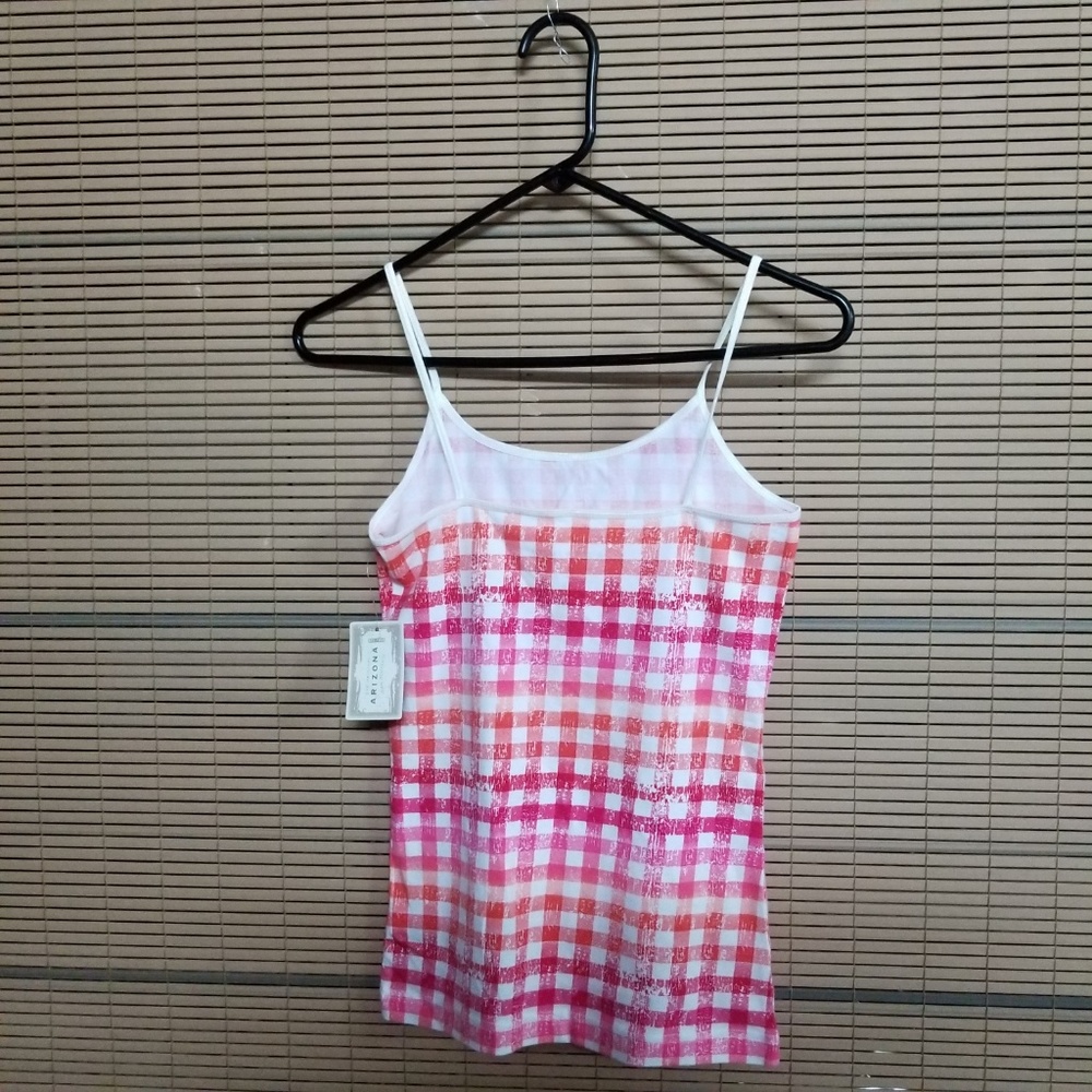 Arizona Womens Bright Rose Gingham Tanktop SIZE: S